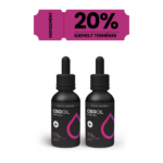 Két fekete, 3XHappy Garden CBN + CBD + CBG olaj (30ml - 4000 mg) prémium alvástámogató nyugtató olajat tartalmazó üveg áll egymás mellett; felettük egy rózsaszín kupon 20% kedvezményt kínál a CBD Europe-tól.