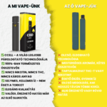 Egy összehasonlító grafika: bal oldalon a CBD Vape - Lemon ízű párologtató | 550mg | 1ml és doboza zöld pipákkal; jobb oldalon két kék vape piros X-szel és negatív jellemzőkkel. A szöveg magyar nyelvű.